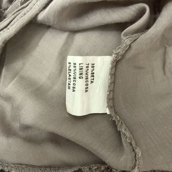 Piazza Roma Top Womens Large Seta Silk Attached Shell Stretch Brown Italian - Picture 9 of 14
